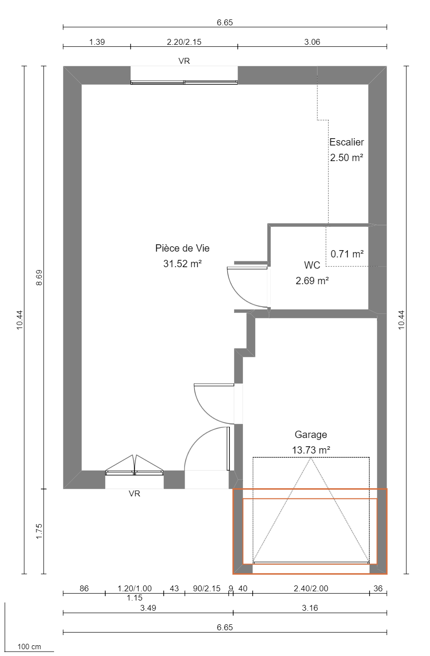 Modèle de Maison BÉRYL, 4 pièces de 77m² - Plan du RdC
