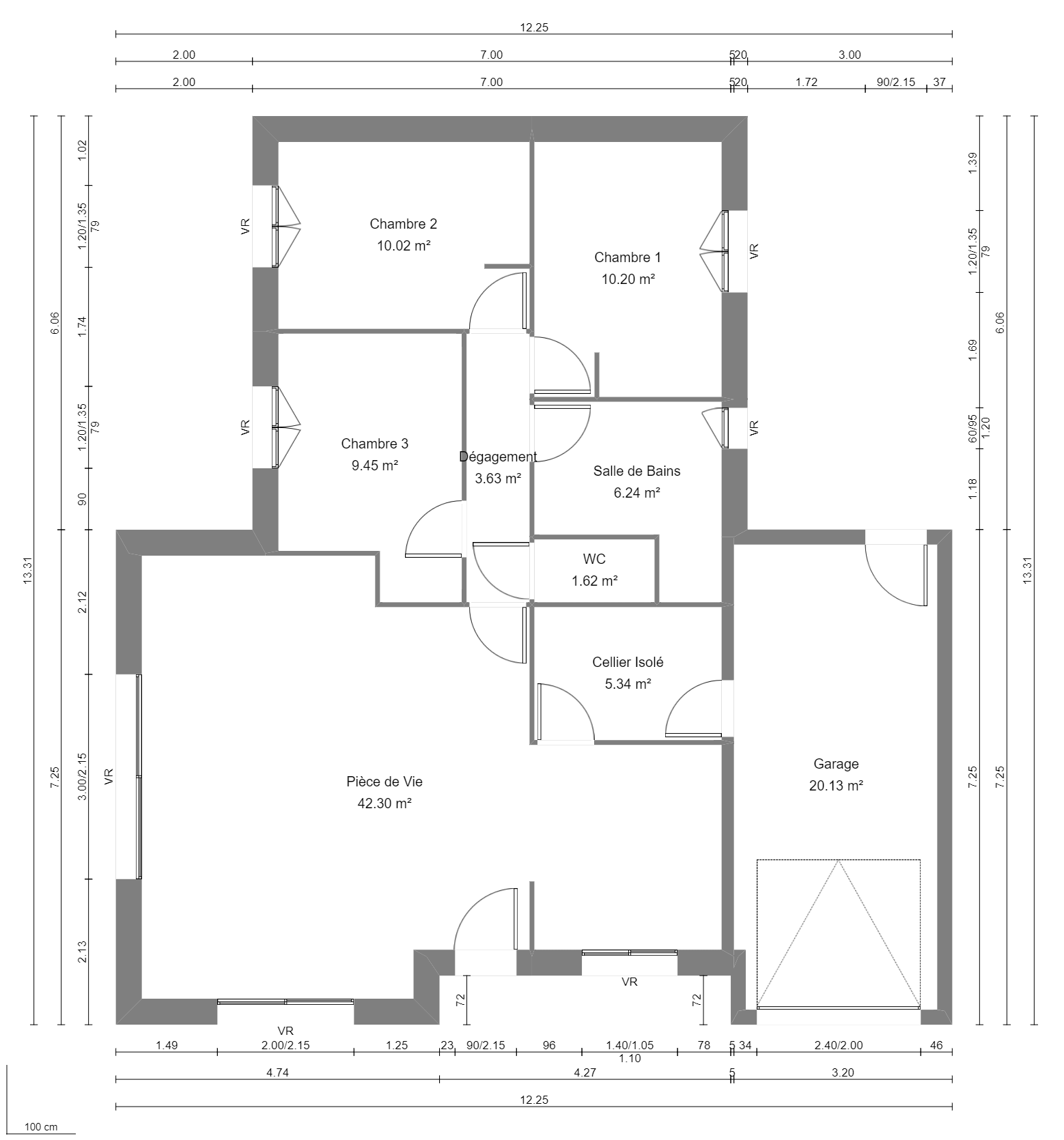 Modèle de Maison GALÈNE, 4 pièces de 89m² - Plan du RdC
