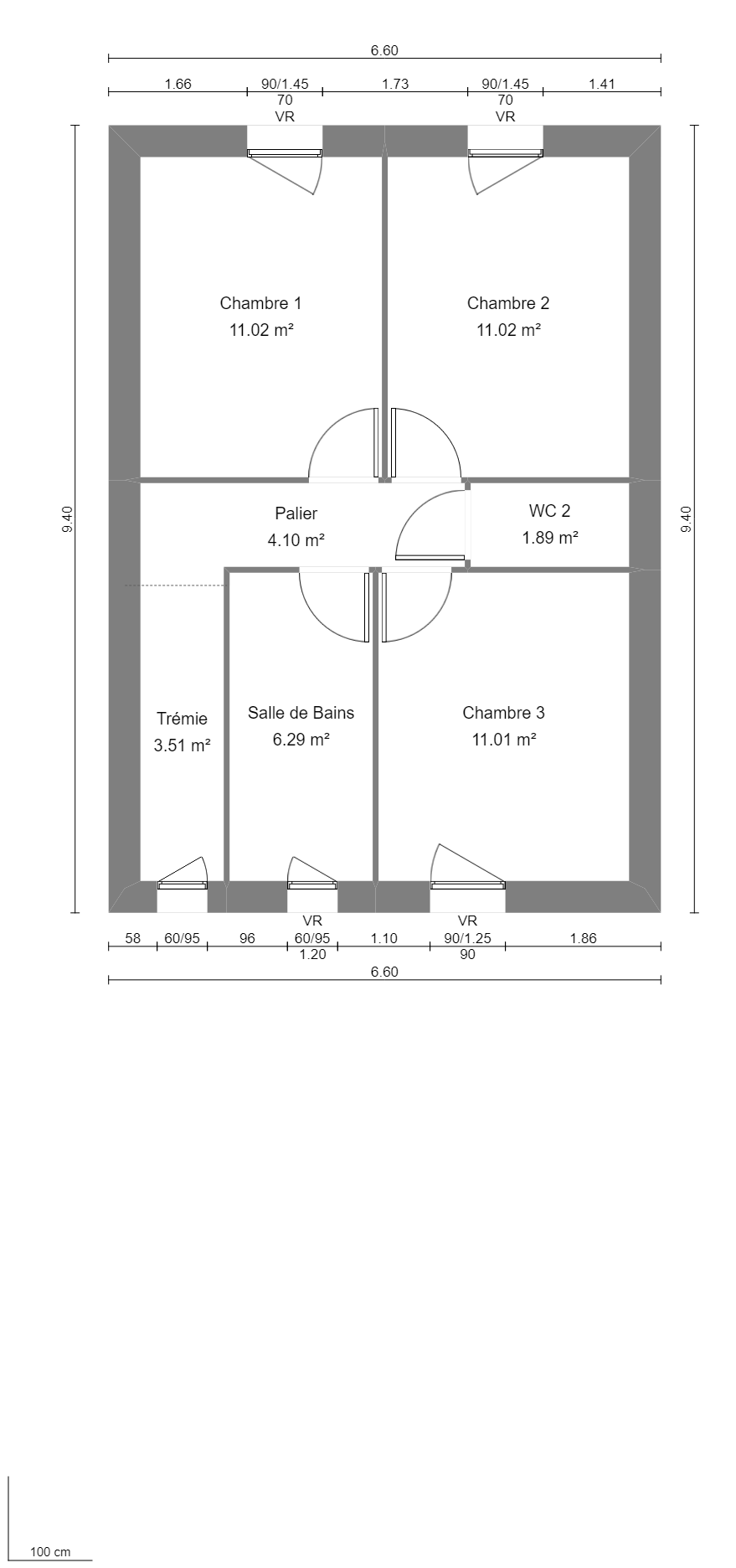 Modèle de Maison LARIMAR, 4 pièces de 93m² - Plan du R+1