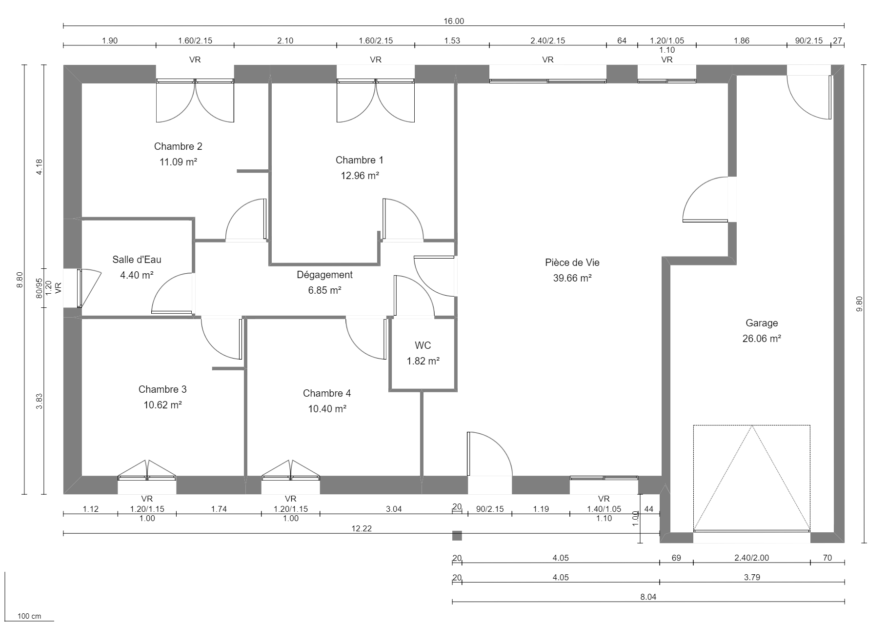 Modèle de Maison OBSIDIENNE, 5 pièces de 98m² - Plan du RdC