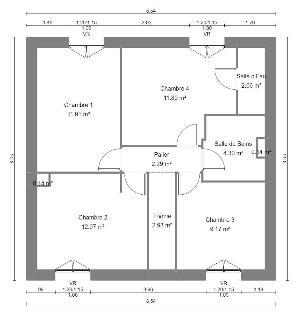 Modèle de Maison ONYX, 5 pièces de 100m² - Plan du R+1