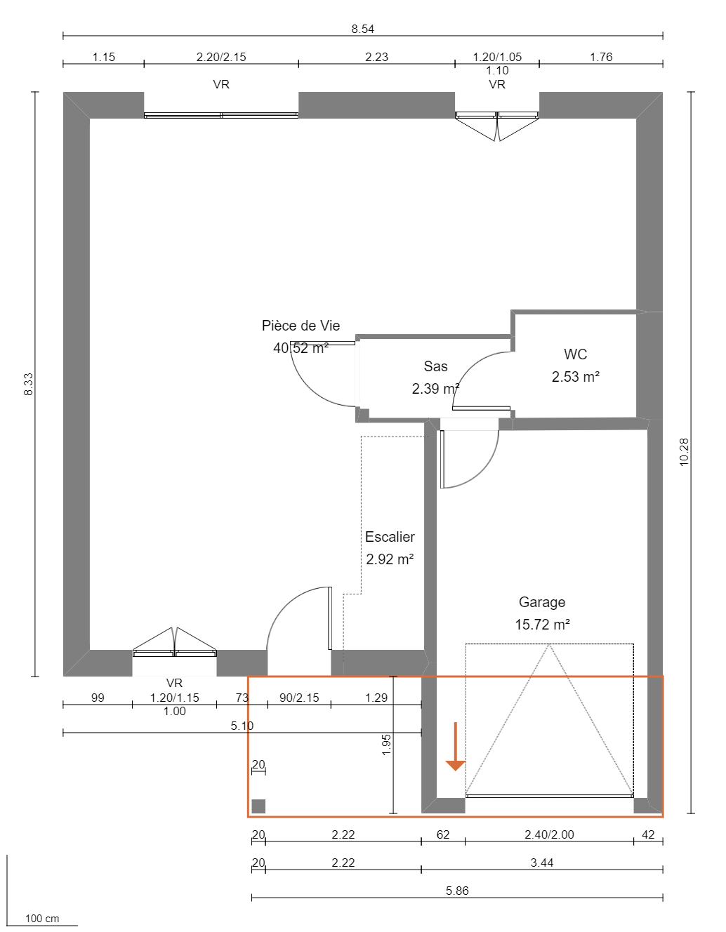 Modèle de Maison ONYX, 5 pièces de 100m² - Plan du RdC