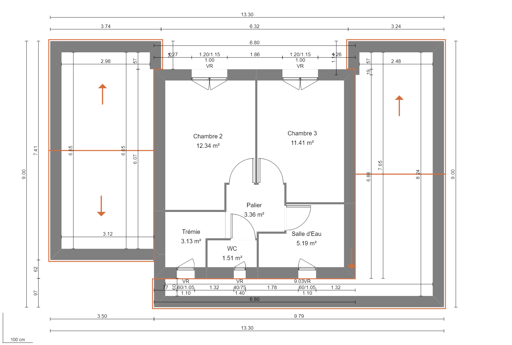 Modèle de Maison OPALE, 5 pièces de 104m² - Plan du R+1