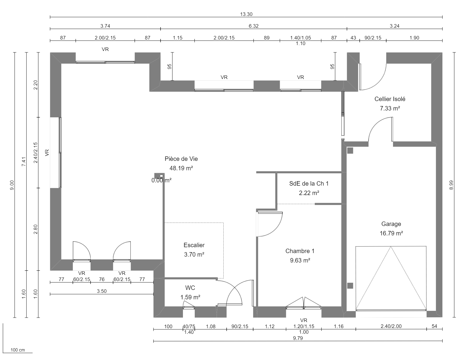 Modèle de Maison OPALE, 5 pièces de 104m² - Plan du RdC