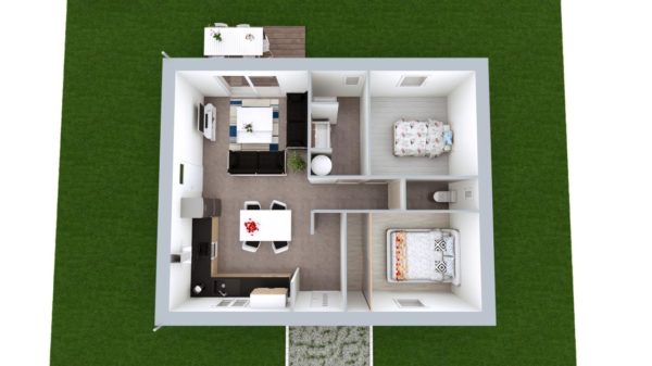 Modèle de Maison AGATE, 3 pièces de 56m² - Proposition d&rsquo;Aménagement