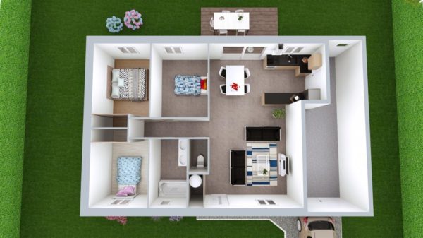 Modèle de Maison CORNALINE, 4 pièces de 78m² - Proposition d&rsquo;Aménagement