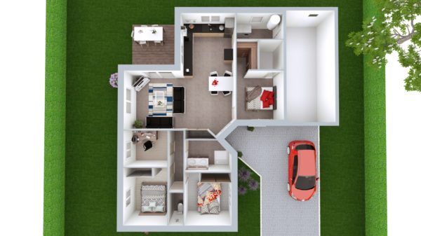 Modèle de Maison JADE, 4 pièces de 92m² - Proposition d&rsquo;Aménagement