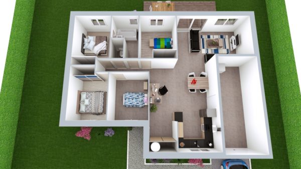 Modèle de Maison MALACHITE, 5 pièces de 95m² - Proposition d&rsquo;Aménagement