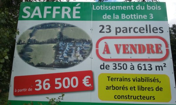 Terrain de 383m² à Saffré - Panneau 4x3m du Bois de la Bottine 3 - Mon Projet Maison, Constructeur de Maisons en Loire Atlantique 44
