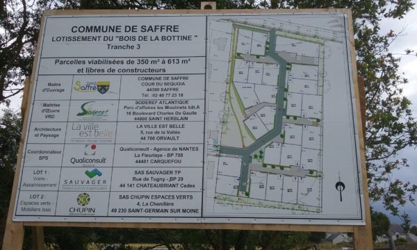 Terrain de 383m² à Saffré - Panneau de Chantier du Bois de la Bottine 3 - Mon Projet Maison, Constructeur de Maisons en Loire Atlantique 44