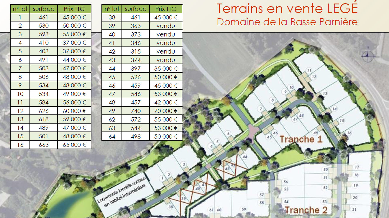 Terrain de 526m² à Legé - Plan Masse du Domaine de la Basse Parnière - Mon Projet Maison, Constructeur de Maisons en Loire Atlantique 44