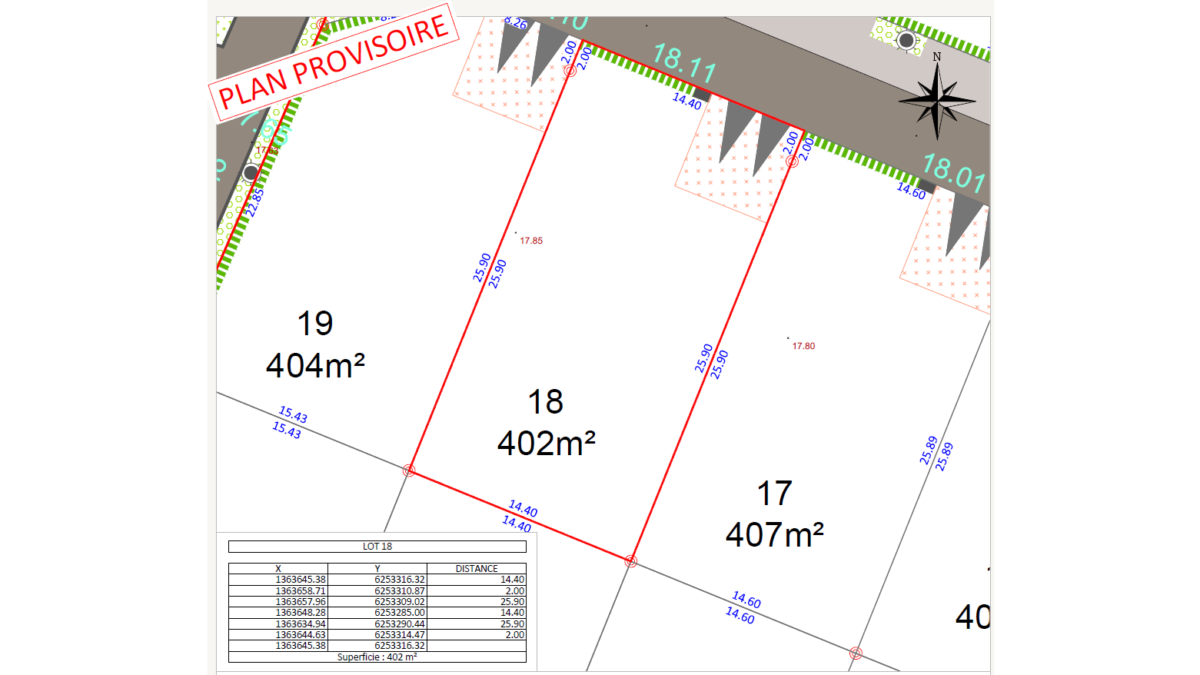 Terrain de 402m² à Petit-Mars - Plan du Lot 18