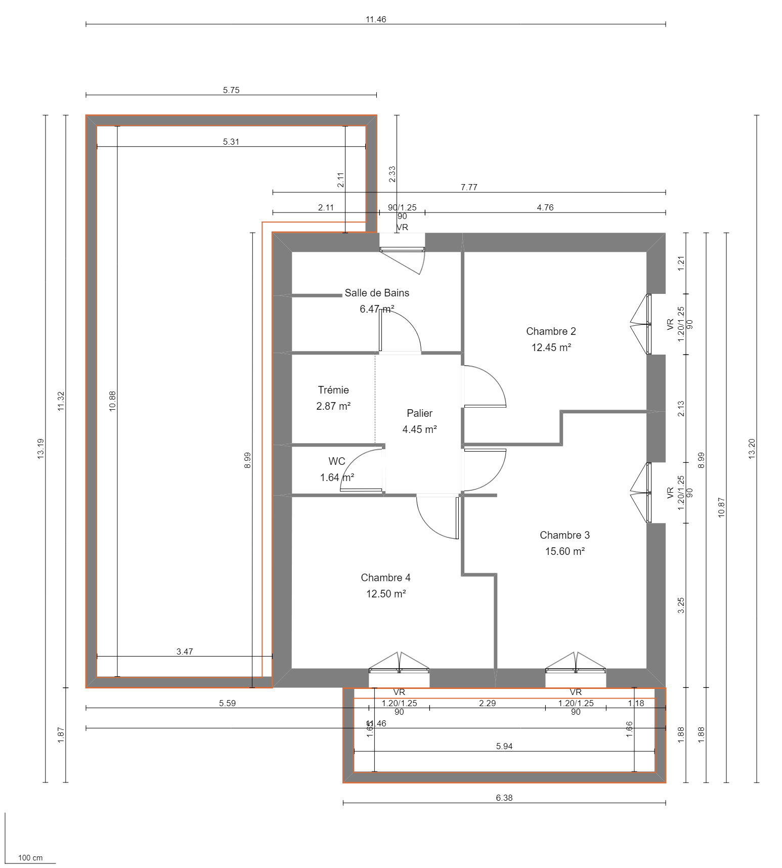 Modèle de Maison QUARTZ, 6 pièces de 136m² - Plan du R+1
