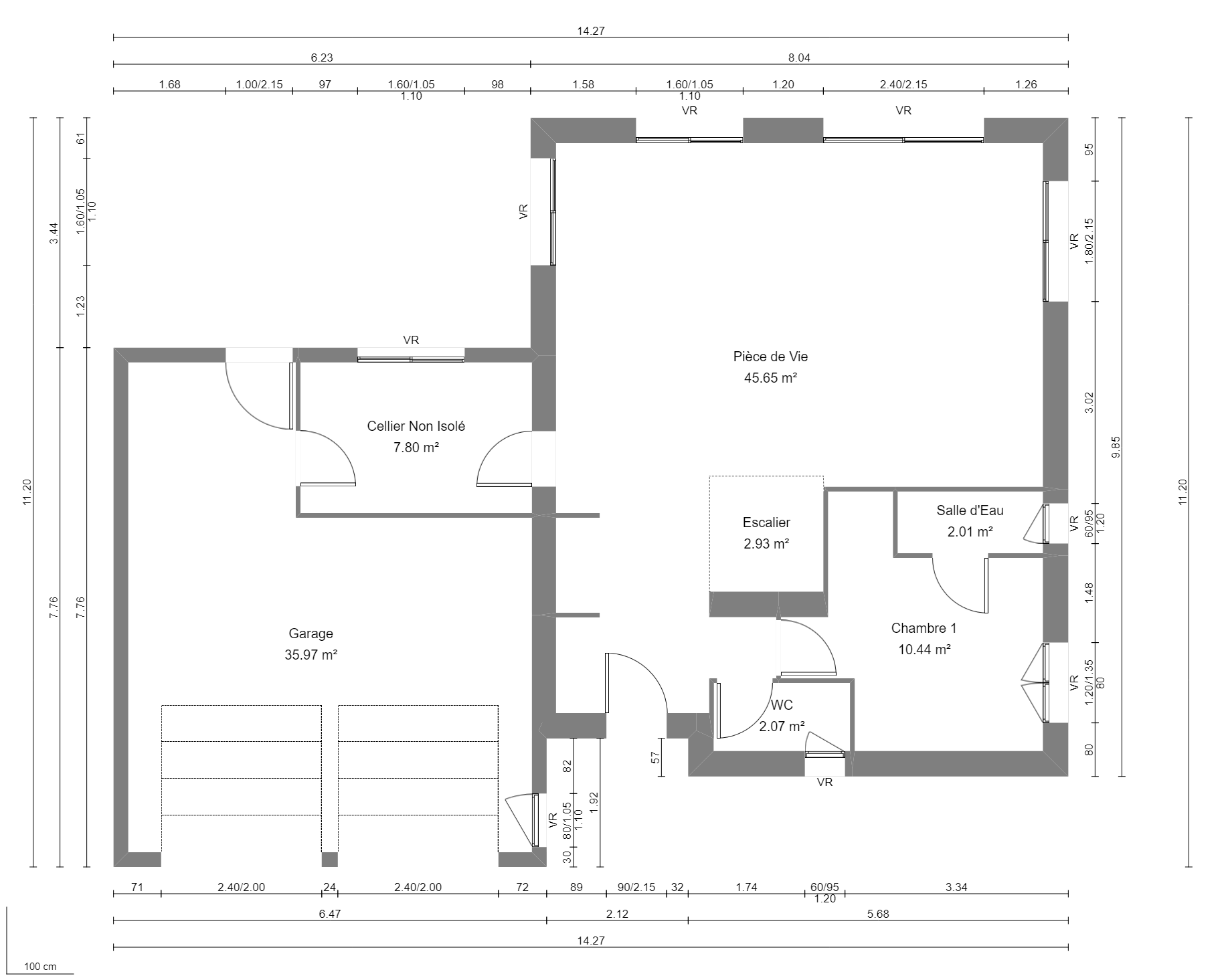 Modèle de Maison PORPHYRE, 5 pièces de 106m² - Plan du RdC