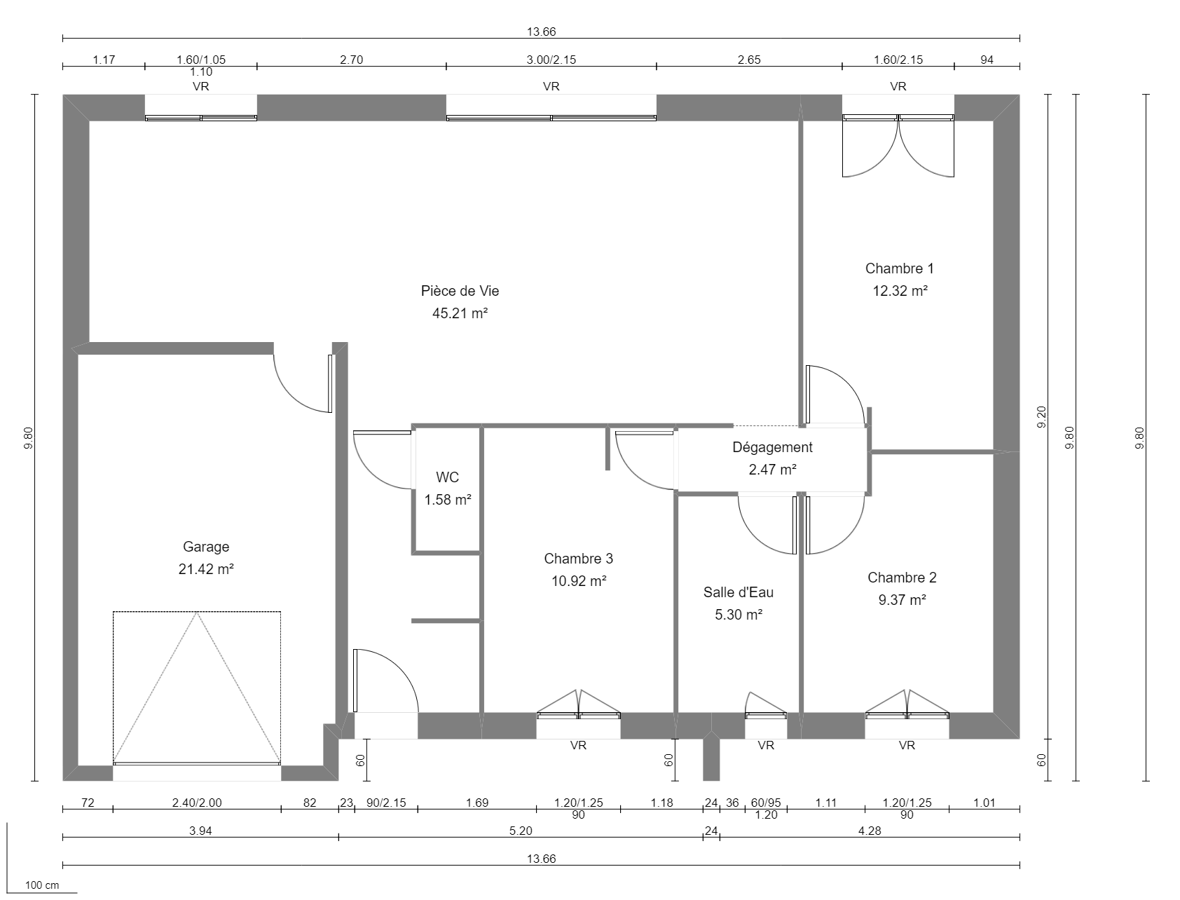 Modèle de Maison FELDSPATH, 5 pièces de 87m² - Plan du RdC