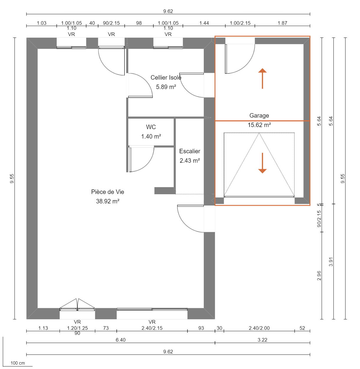 Modèle de Maison GYPSE, 4 pièces de 91m² - Plan du RdC