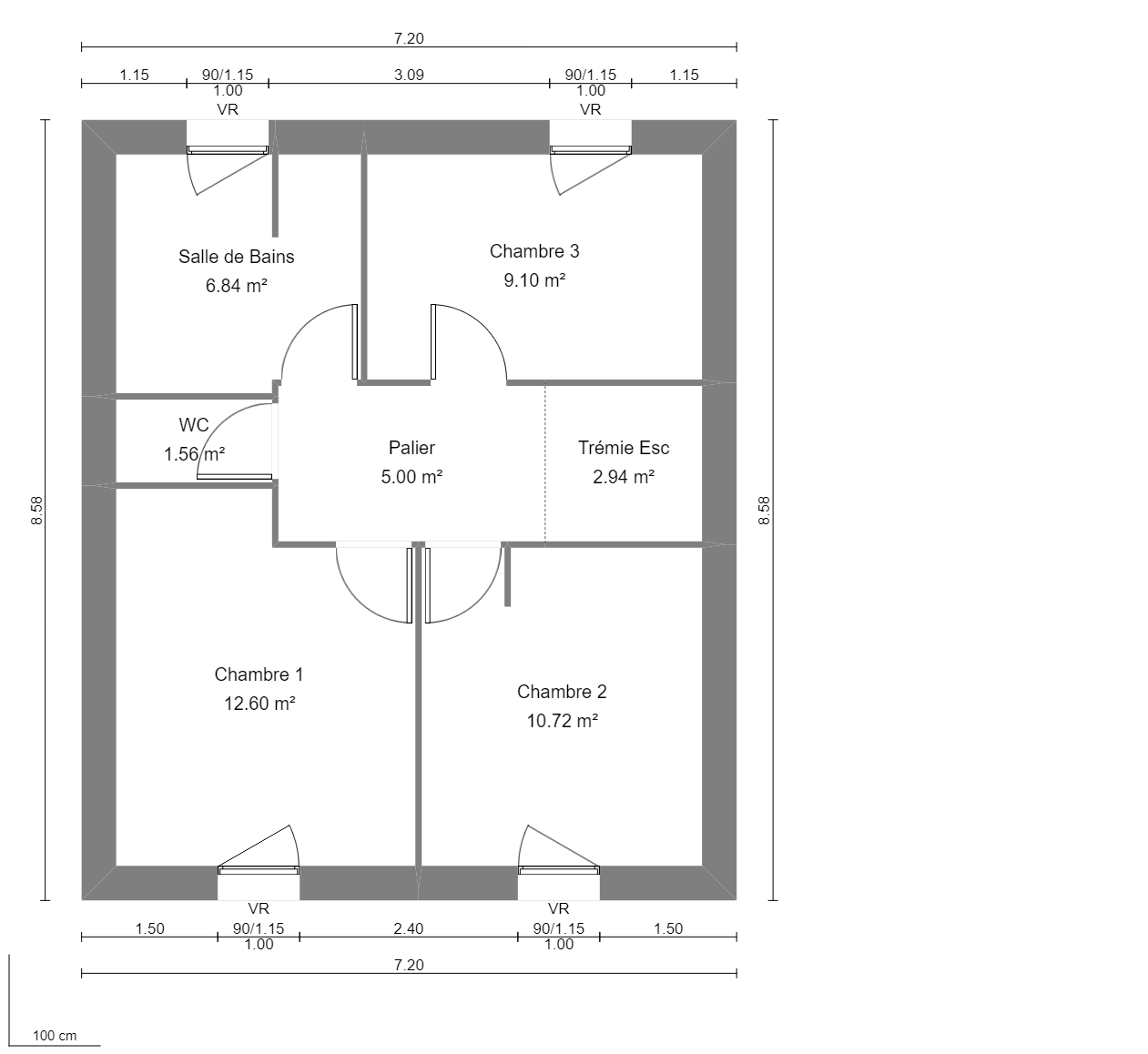 Modèle de Maison MAERL, 5 pièces de 93m² - Plan du R+1