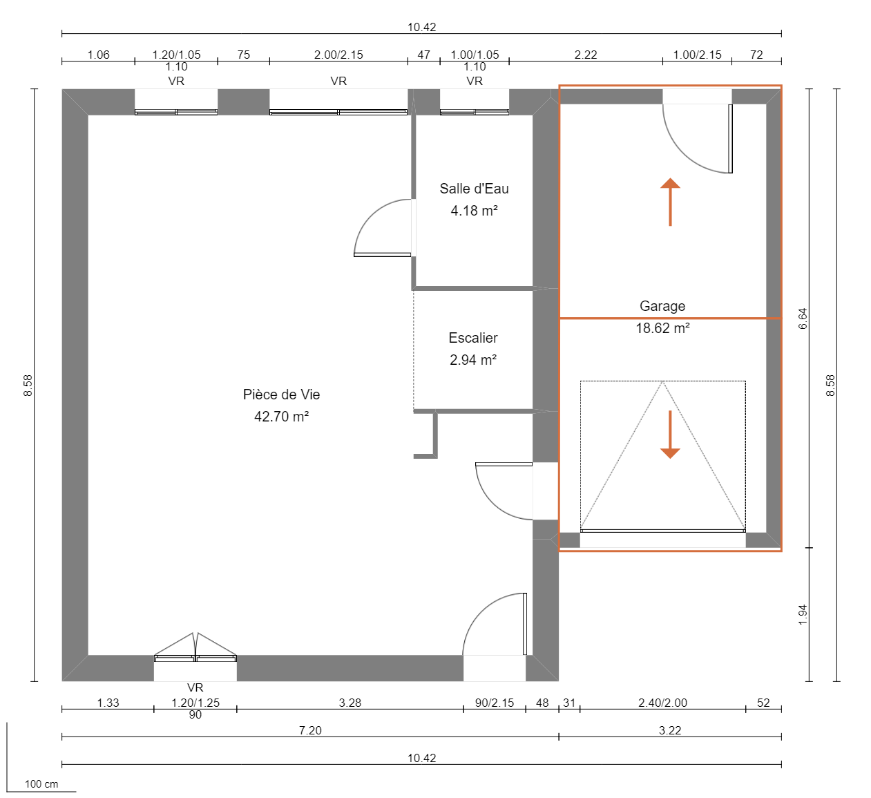 Modèle de Maison MAERL, 5 pièces de 93m² - Plan du RdC
