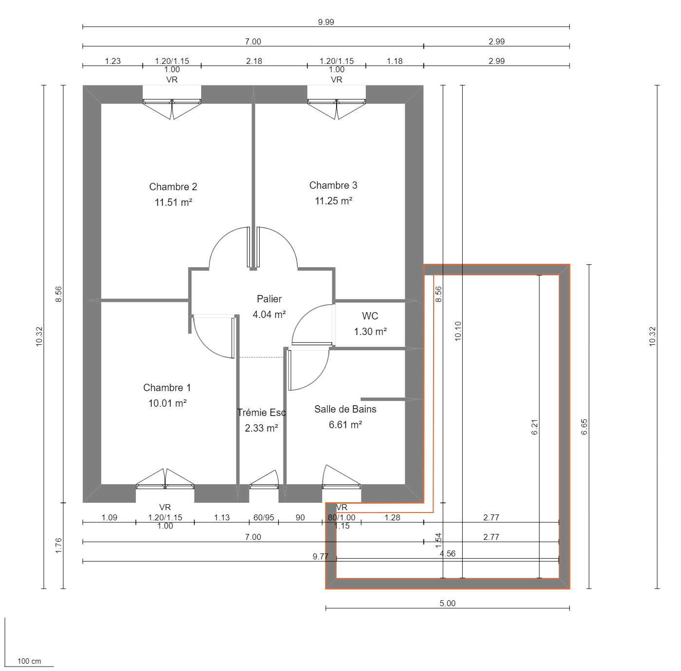 Modèle de Maison MANGANÈSE, 5 pièces de 96m² - Plan du R+1
