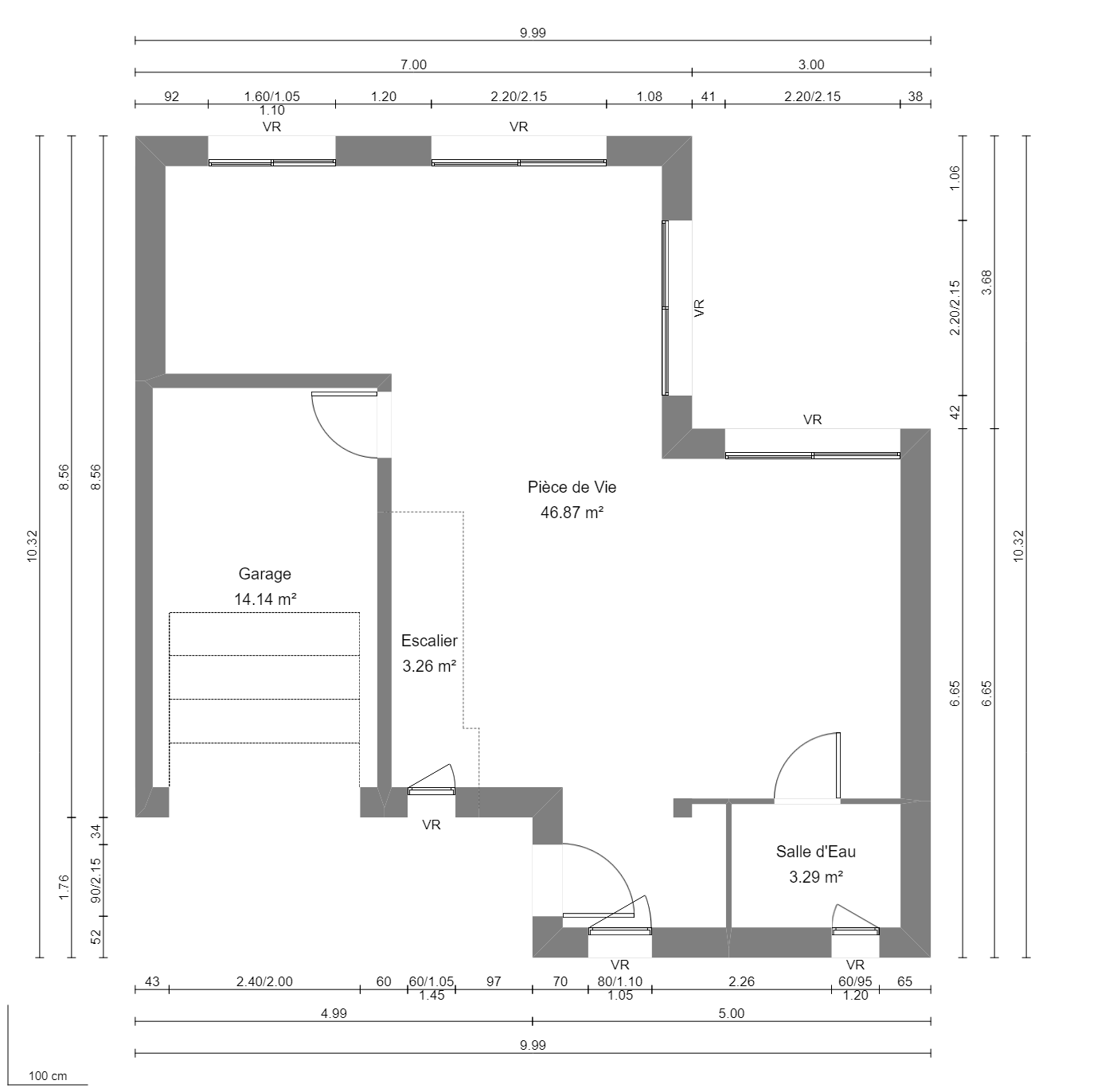 Modèle de Maison MANGANÈSE, 5 pièces de 96m² - Plan du RdC