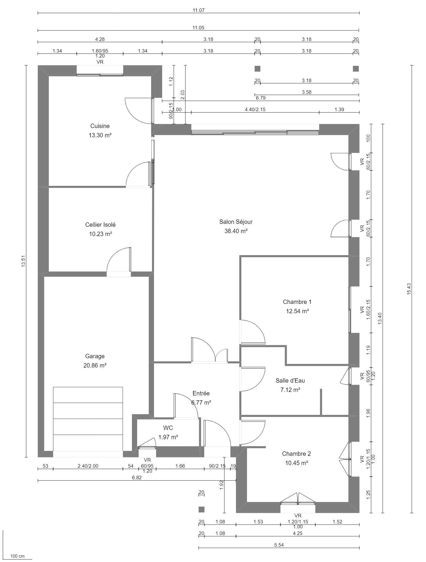Modèle de Maison OXYLITHE, 4 pièces de 101m² - Plan du RdC