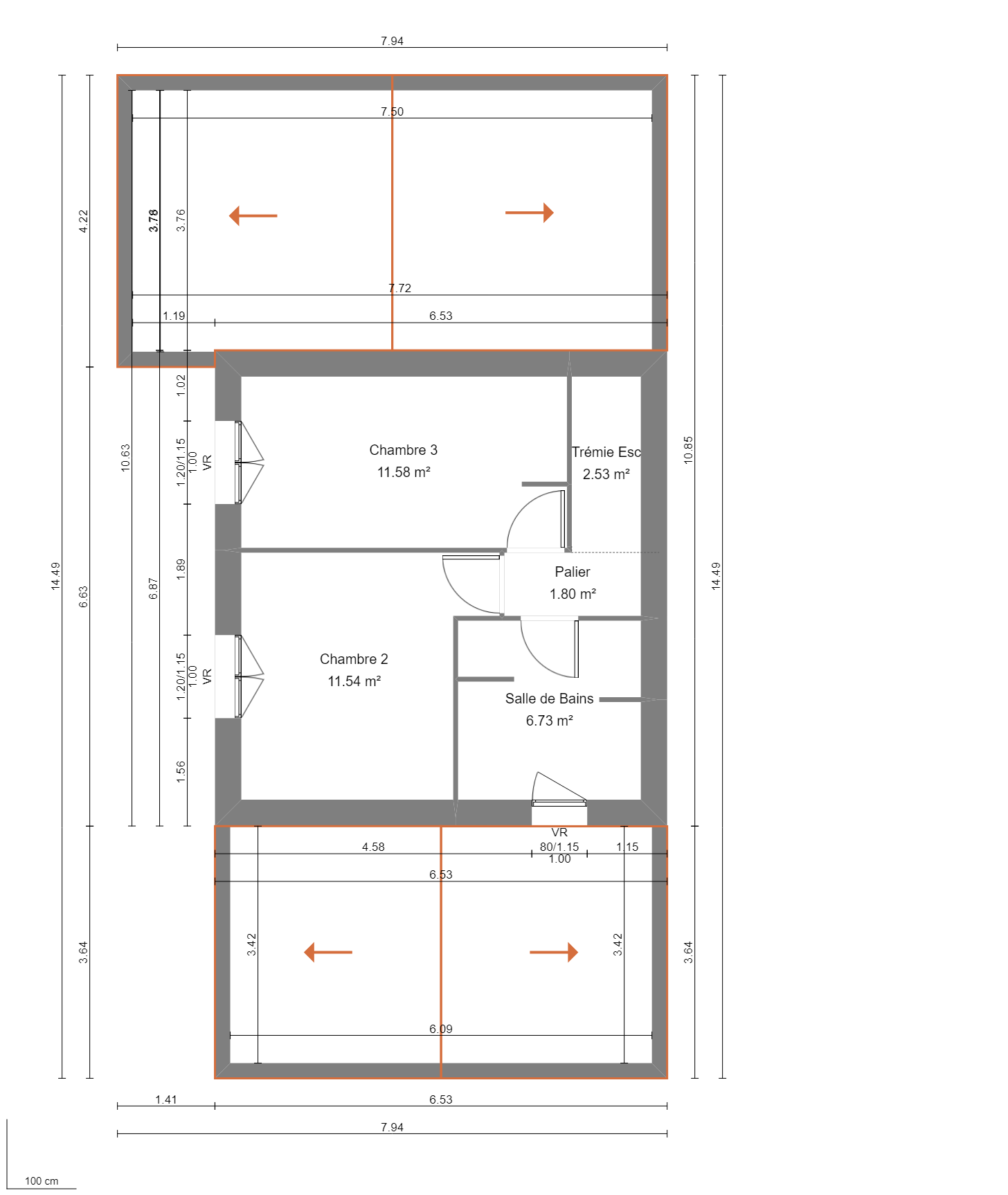 Modèle de Maison PHONOLITHE, 6 pièces de 112m² - Plan du R+1