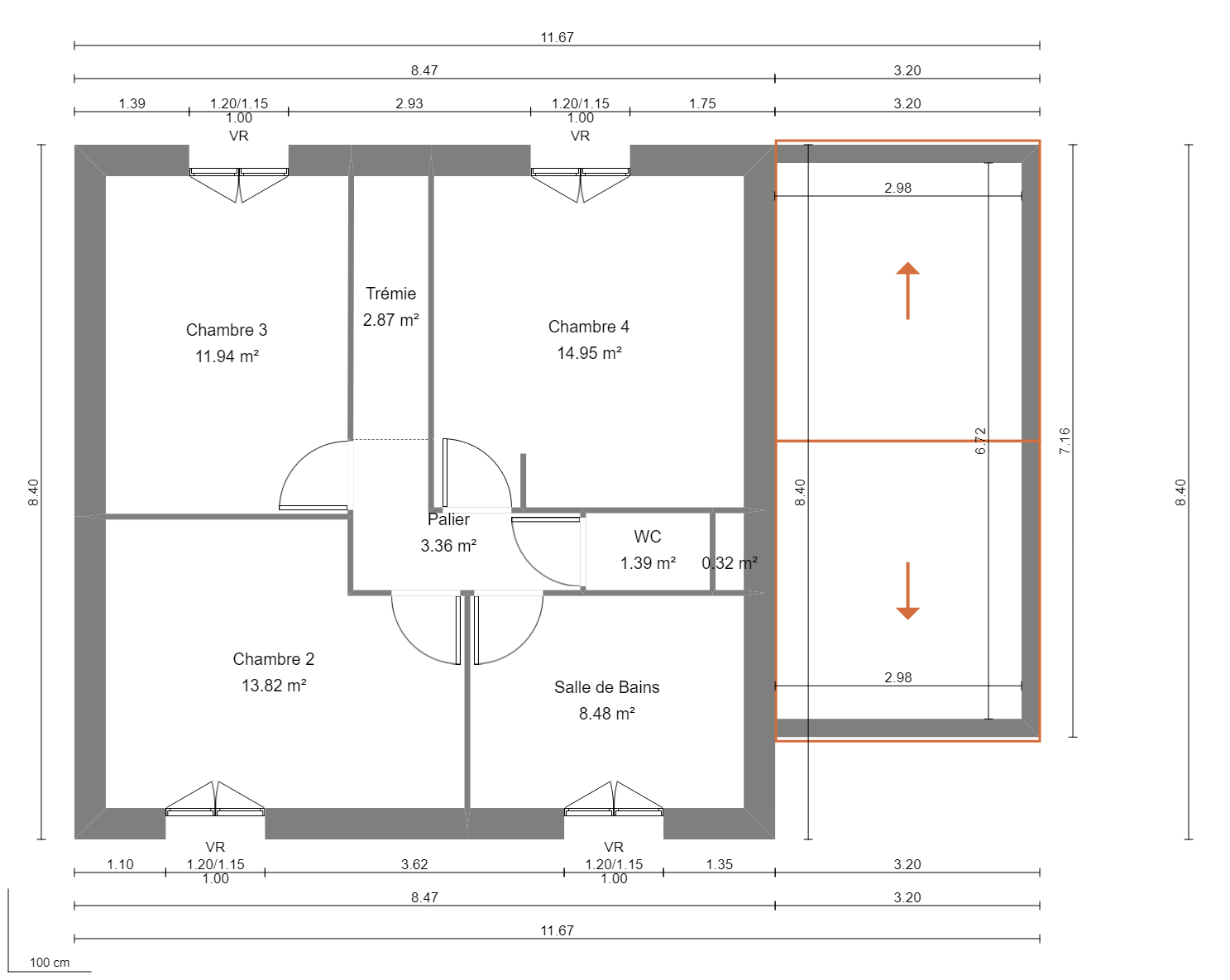 Modèle de Maison PHTALATE, 6 pièces de 109m² - Plan du R+1