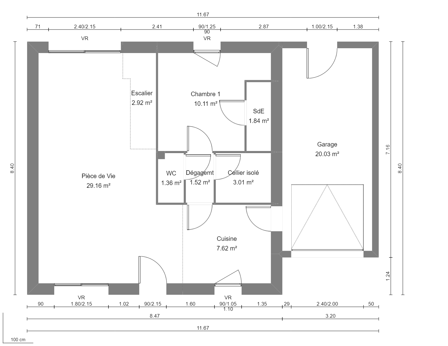 Modèle de Maison PHTALATE, 6 pièces de 109m² - Plan du RdC