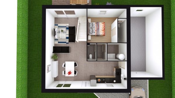 Modèle de Maison PHTALATE, 6 pièces de 109m² - Proposition d&rsquo;Aménagement du RdC