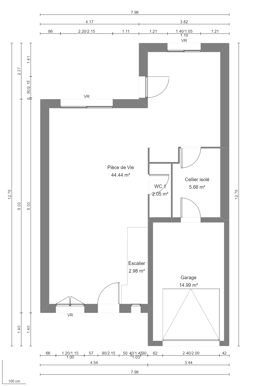 Modèle de Maison PLATINE, 5 pièces de 107m² - Plan du RdC