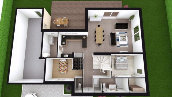 Modèle de Maison PYRITE, 6 pièces de 135m² - Proposition d&rsquo;Aménagement du RdC