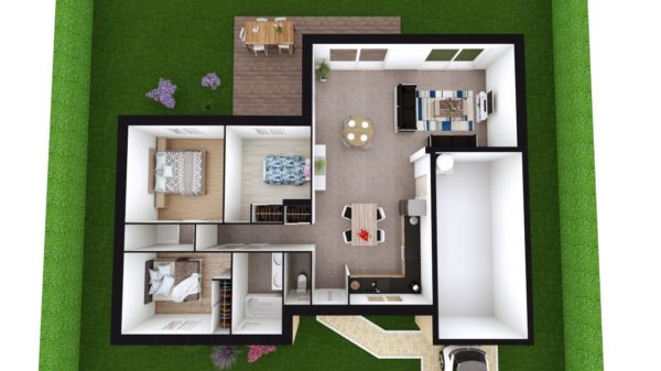 Modèle de Maison MAGNÉSITE, 5 pièces de 94m² - Proposition d&rsquo;Aménagement du RdC