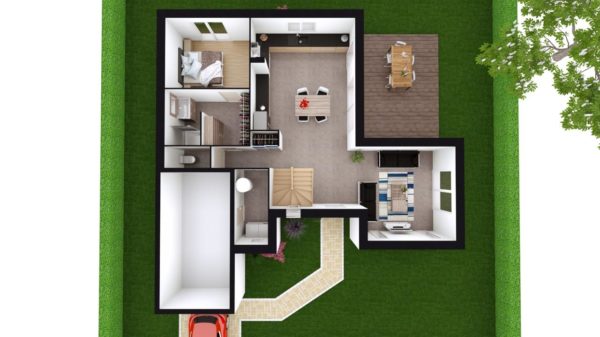 Modèle de Maison PRASÉODYME, 6 pièces de 119m² - Proposition d&rsquo;Aménagement du RdC